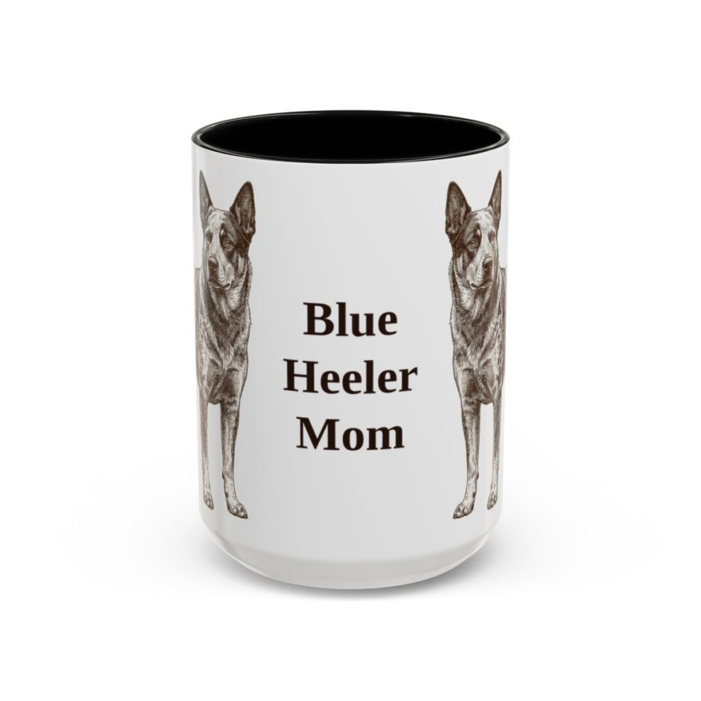 15oz-blue-heeler-mug-mom-black-front 15oz Blue Heeler Dog Mom Mug, Black, front view