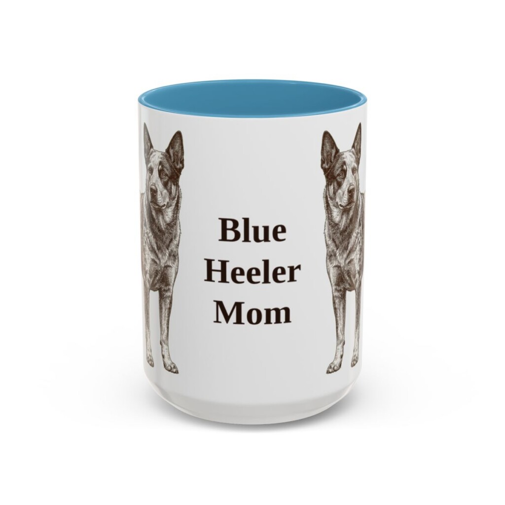 15oz-blue-heeler-mug-mom-light-blue 15oz Blue Heeler Dog Mom Mug, Light Blue, front view