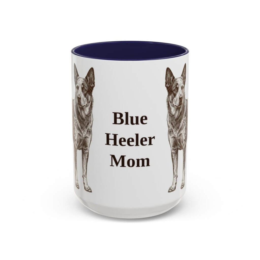 15oz-blue-heeler-mug-mom-navy 15oz Blue Heeler Dog Mom Mug, Navy, front view
