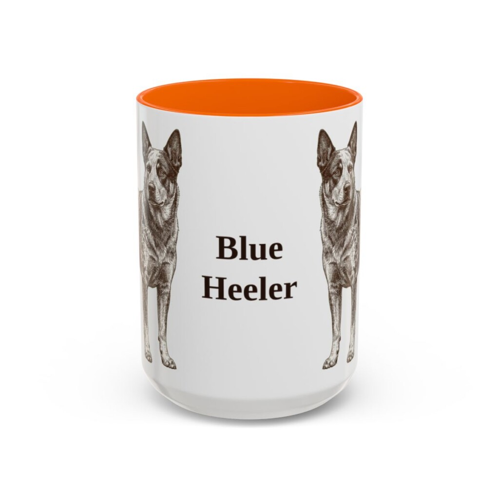 15oz Blue Heeler Mug, Orange, front view
