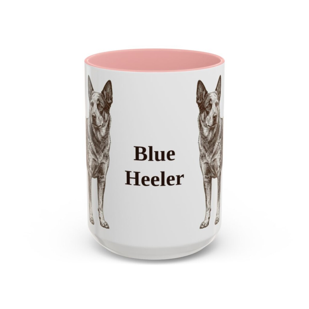15oz Blue Heeler Mug, Pink, front view