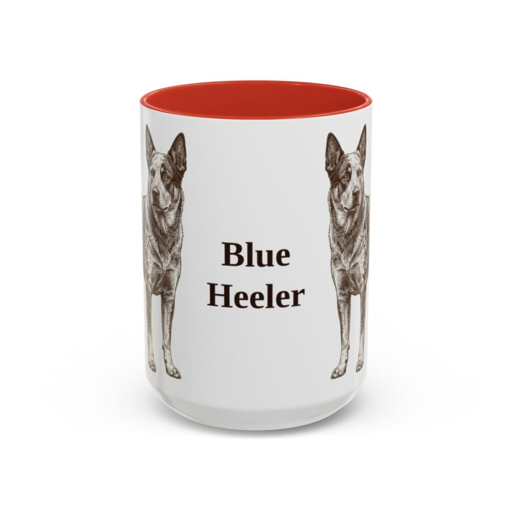 15oz Blue Heeler Mug, Red, front view