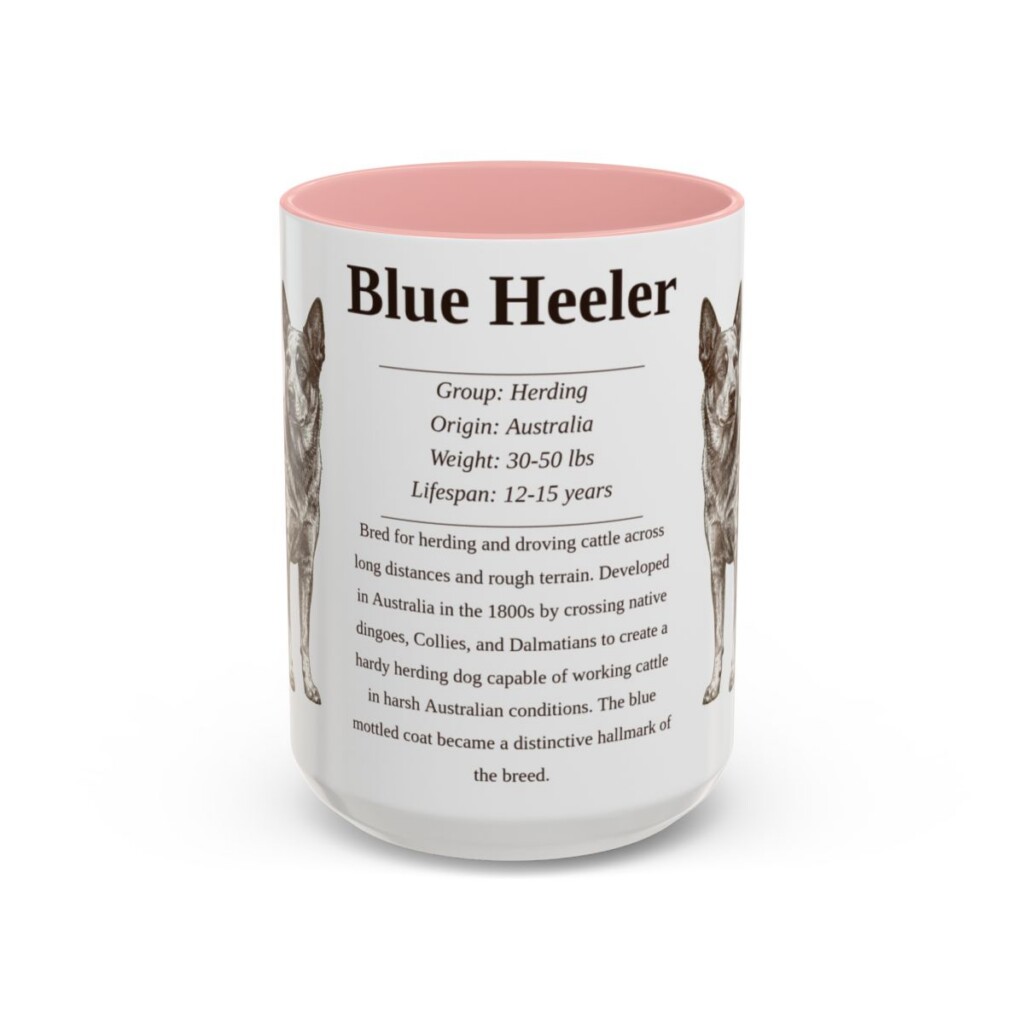 15oz-blue-heeler-mug-writeup-pink 15oz Blue Heeler Mug, Pink, front view