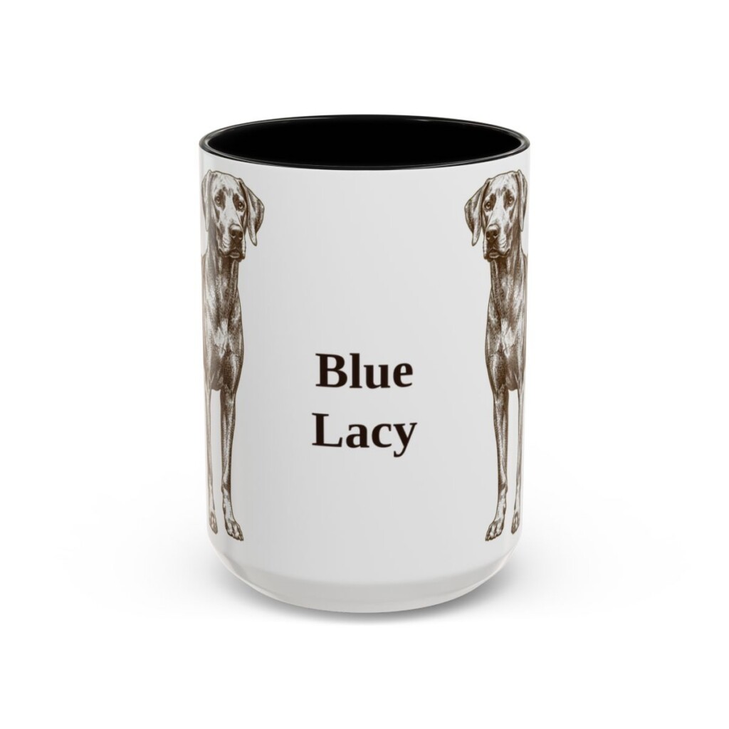 15oz Blue Lacy Mug, Black, front view