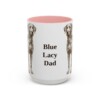 15oz Blue Lacy Dog Dad Mug, Pink, front view