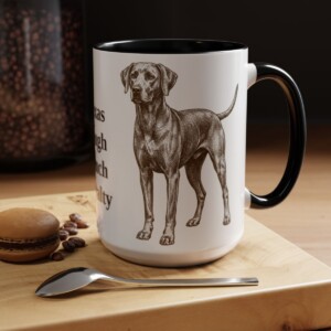 15oz Funny Blue Lacy Mug, Black, lifestyle photo