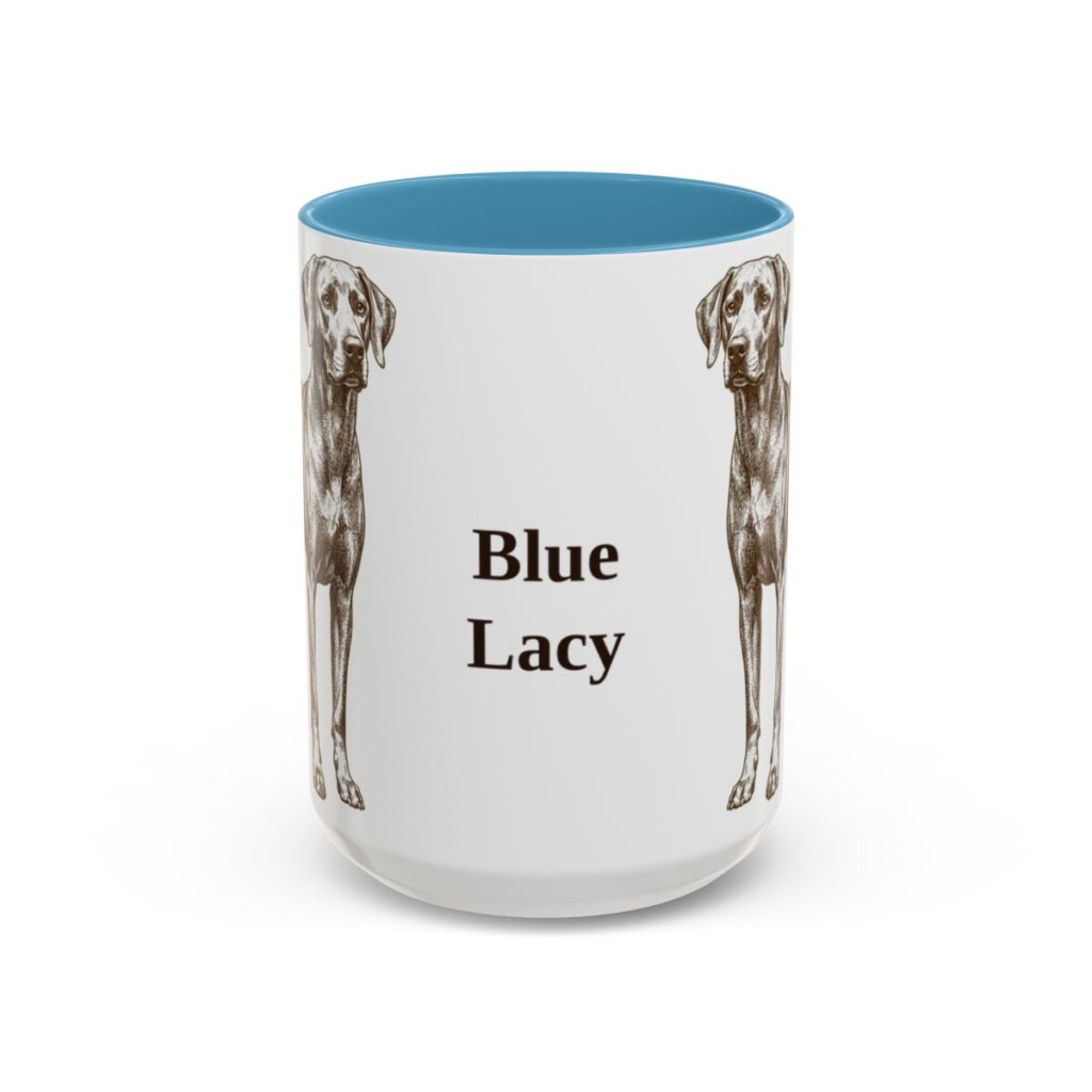 15oz Blue Lacy Mug, Light Blue, front view