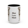 15oz Blue Lacy Dog Mom Mug, Black, front view