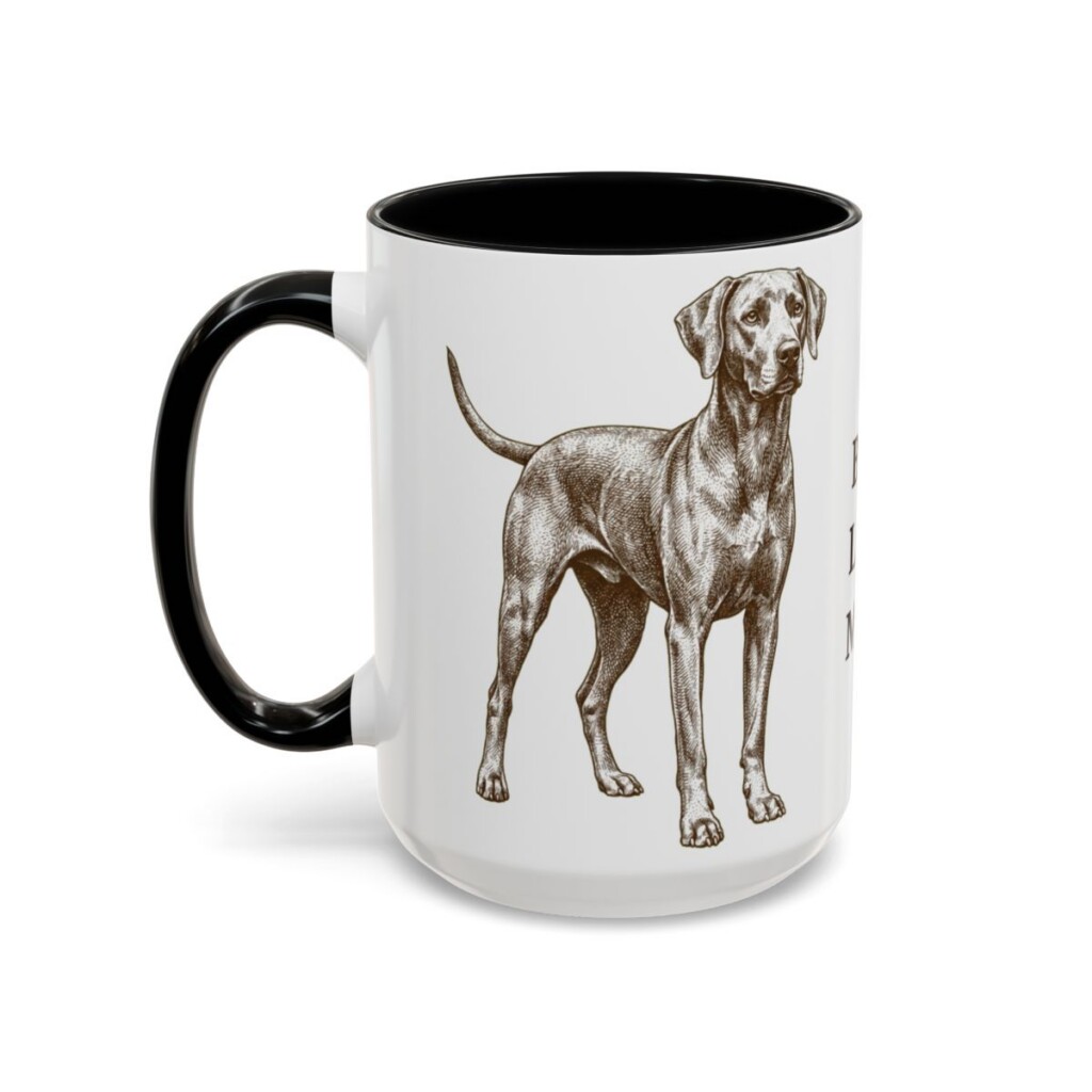 15oz Blue Lacy Dog Mom Mug, Black, left side view