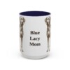 15oz Blue Lacy Dog Mom Mug, Navy, front view