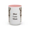 15oz Blue Lacy Dog Mom Mug, Pink, front view