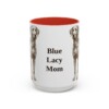 15oz Blue Lacy Dog Mom Mug, Red, front view