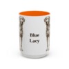 15oz Blue Lacy Mug, Orange, front view