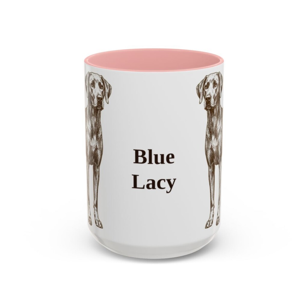 15oz Blue Lacy Mug, Pink, front view