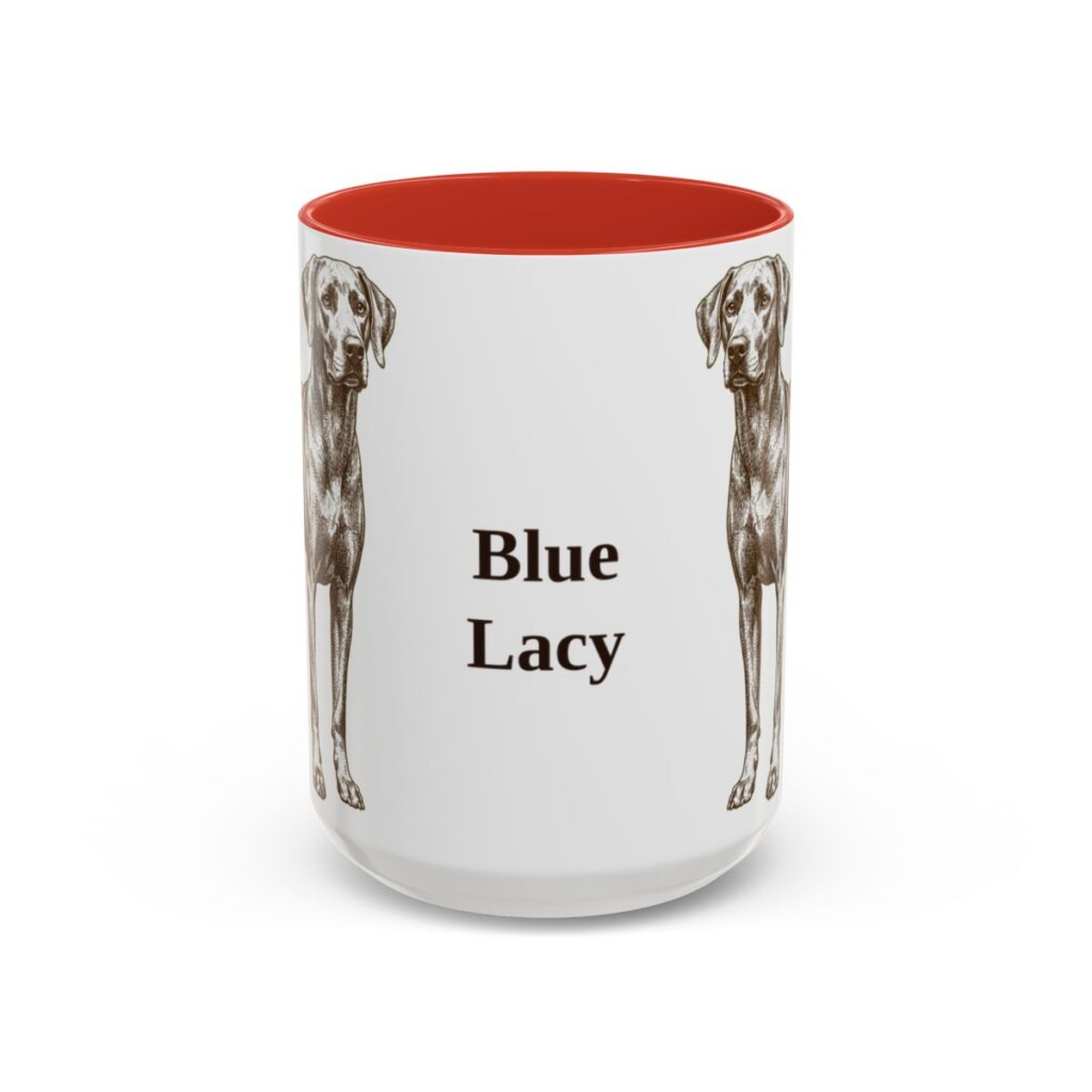 15oz Blue Lacy Mug, Red, front view