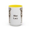 15oz Blue Lacy Mug, Yellow, front view