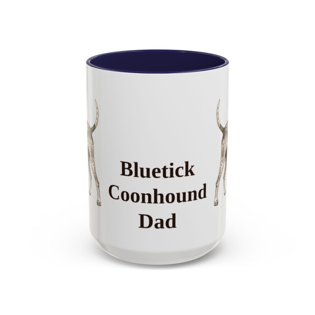 15oz Bluetick Coonhound Dog Dad Mug, Navy, front view