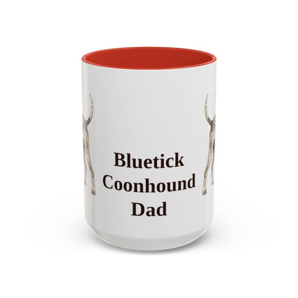 15oz Bluetick Coonhound Dog Dad Mug, Red, front view