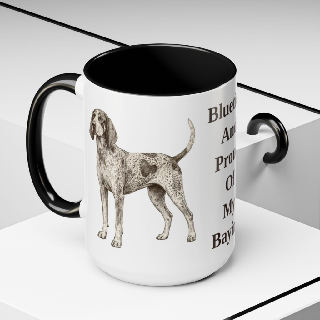15oz-bluetick-coonhound-mug-humor-black-context-2 15oz Funny Bluetick Coonhound Mug, Black, lifestyle photo