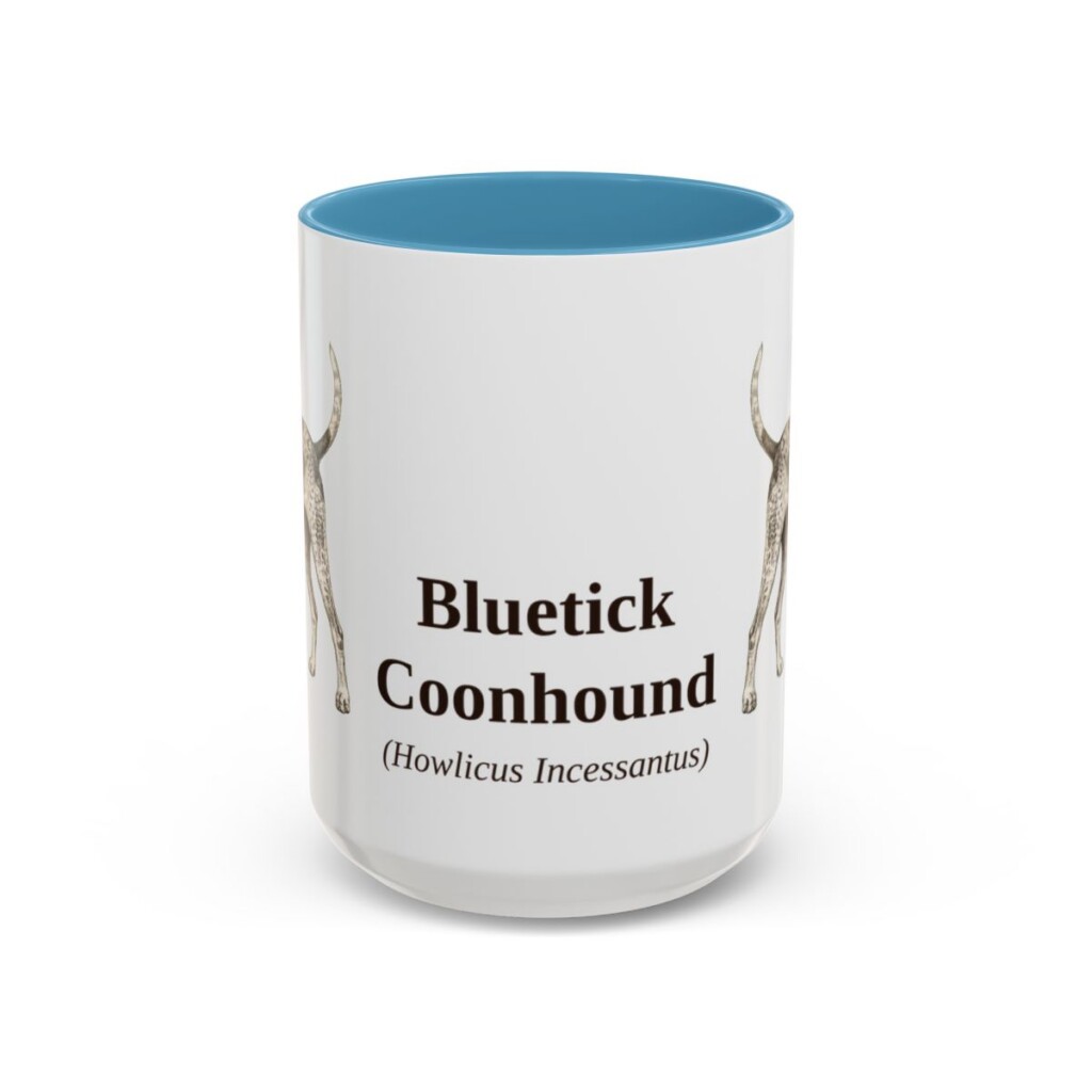 15oz-bluetick-coonhound-mug-latin-light-blue-1 15oz Bluetick Coonhound Latin Mug, Light Blue, front view