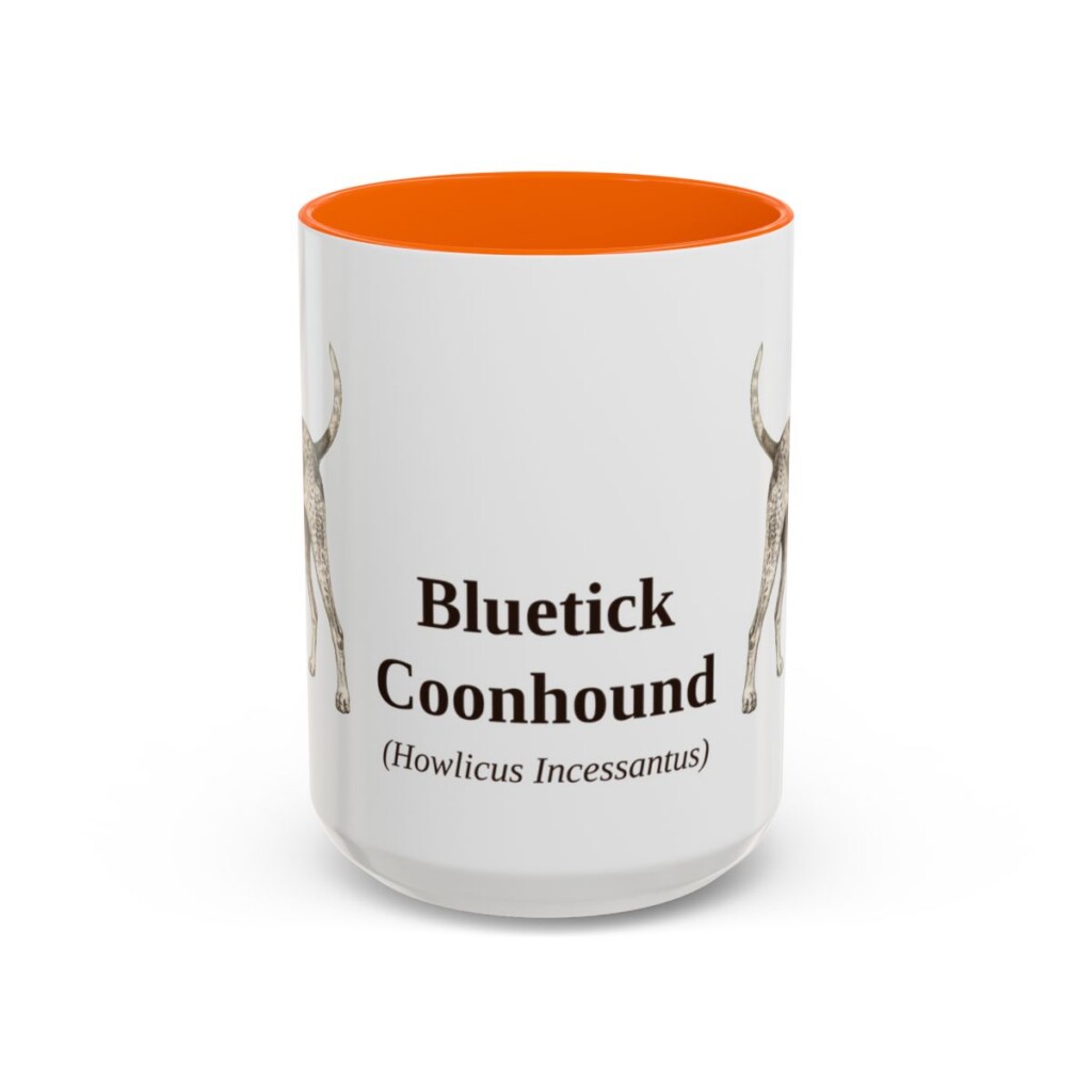 15oz-bluetick-coonhound-mug-latin-orange-1 15oz Bluetick Coonhound Latin Mug, Orange, front view