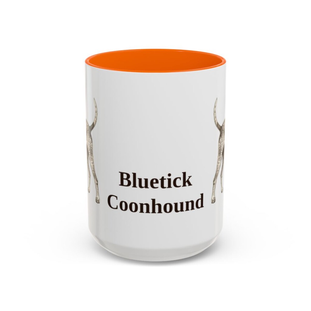 15oz Bluetick Coonhound Mug, Orange, front view