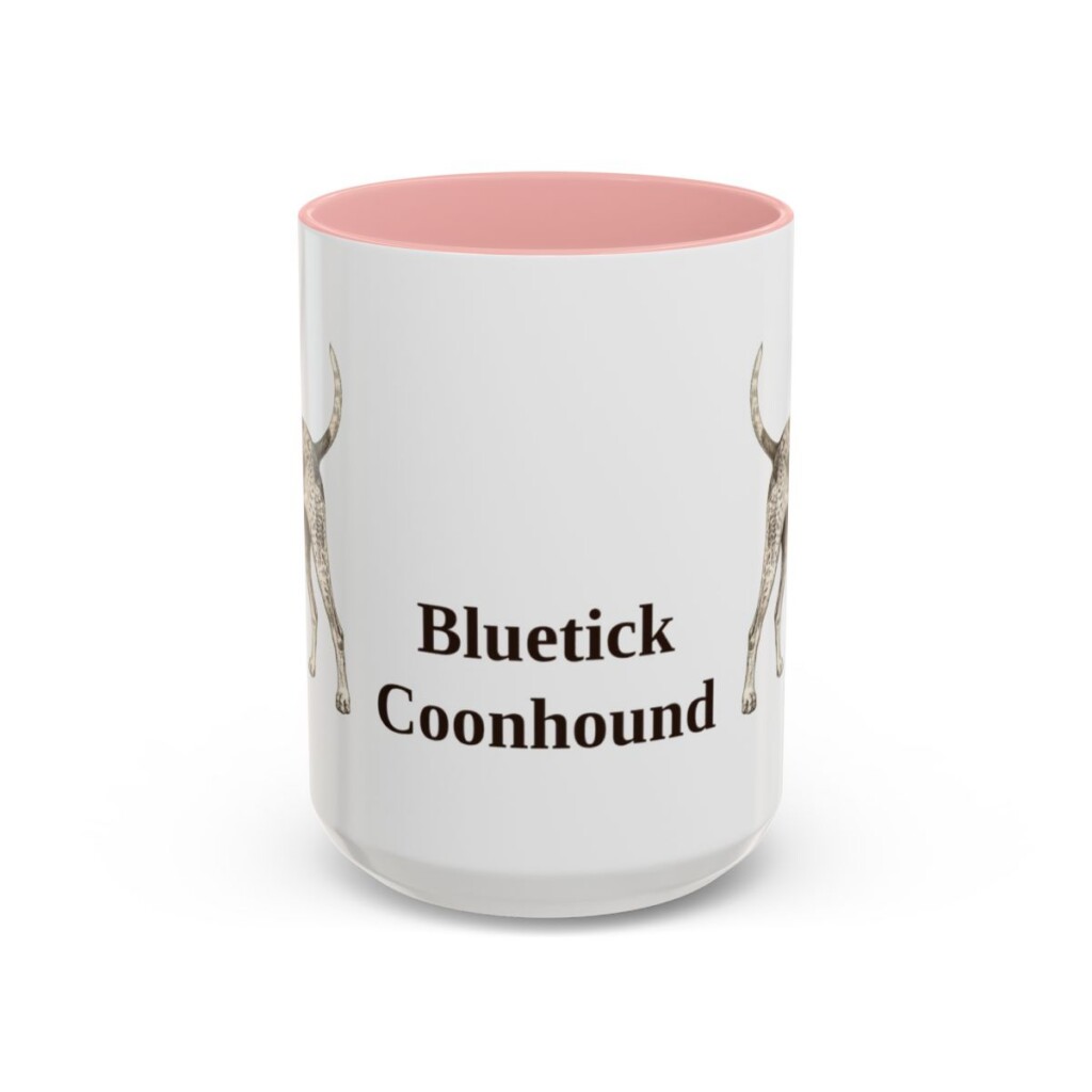 15oz Bluetick Coonhound Mug, Pink, front view