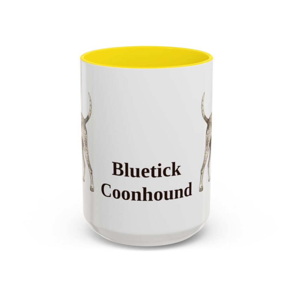 15oz Bluetick Coonhound Mug, Yellow, front view