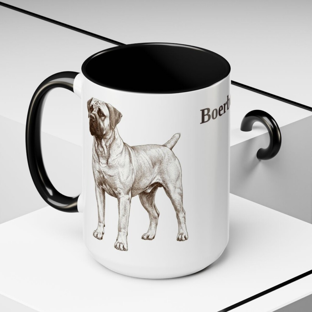 15oz Boerboel Mug, Black, lifestyle photo