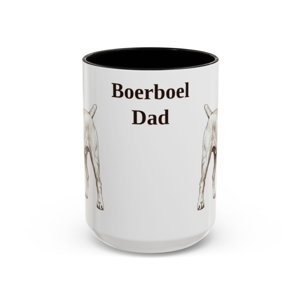 15oz Boerboel Dog Dad Mug, Black, front view