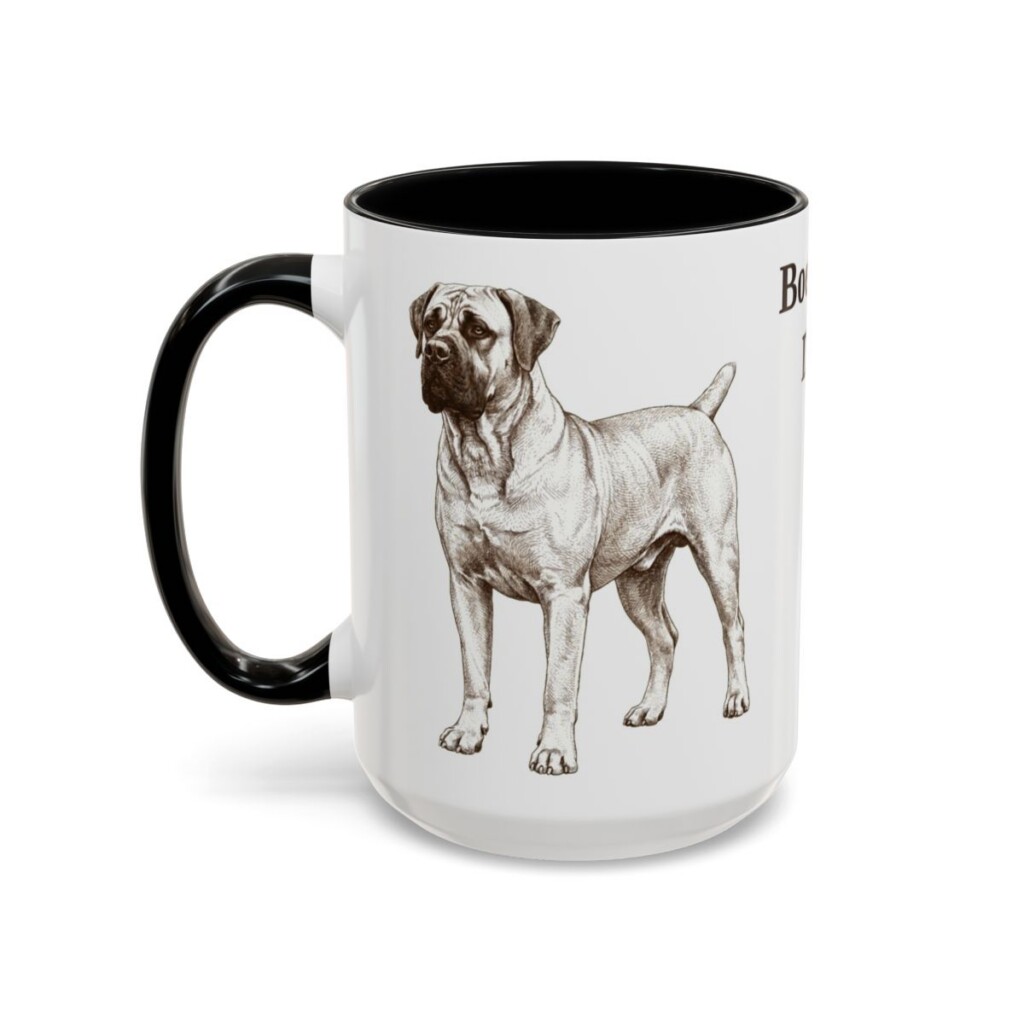 15oz Boerboel Dog Dad Mug, Black, left side view