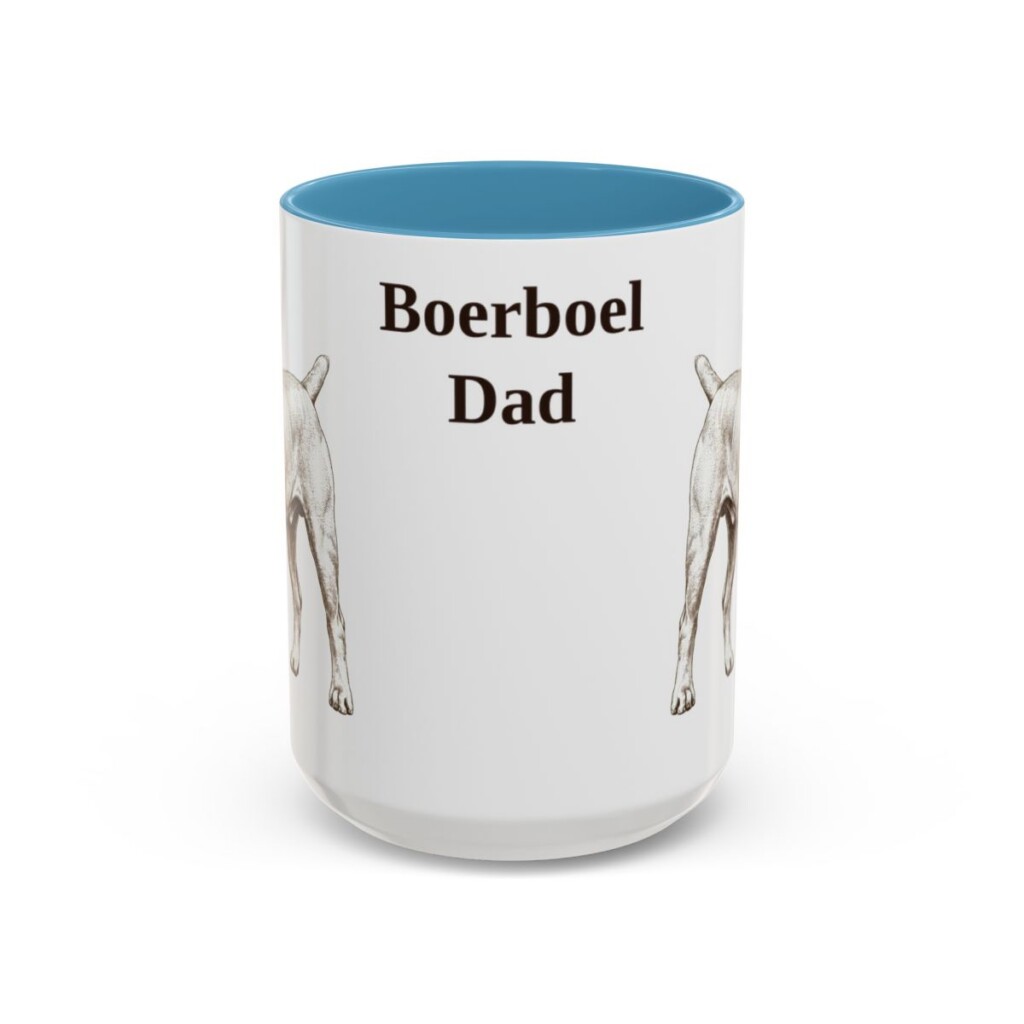 15oz Boerboel Dog Dad Mug, Light Blue, front view