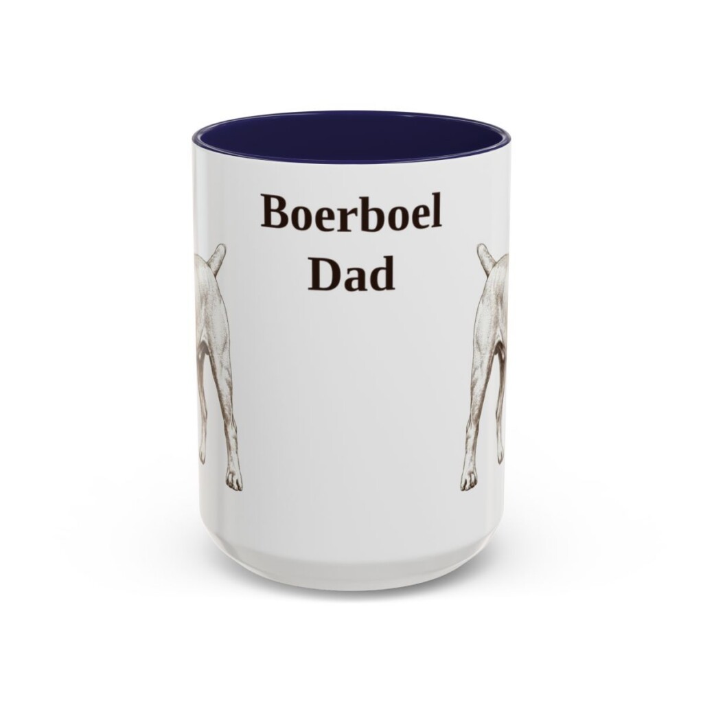 15oz Boerboel Dog Dad Mug, Navy, front view
