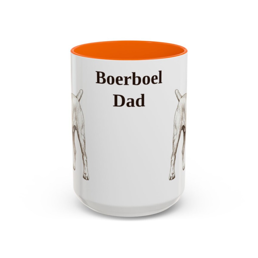 15oz Boerboel Dog Dad Mug, Orange, front view