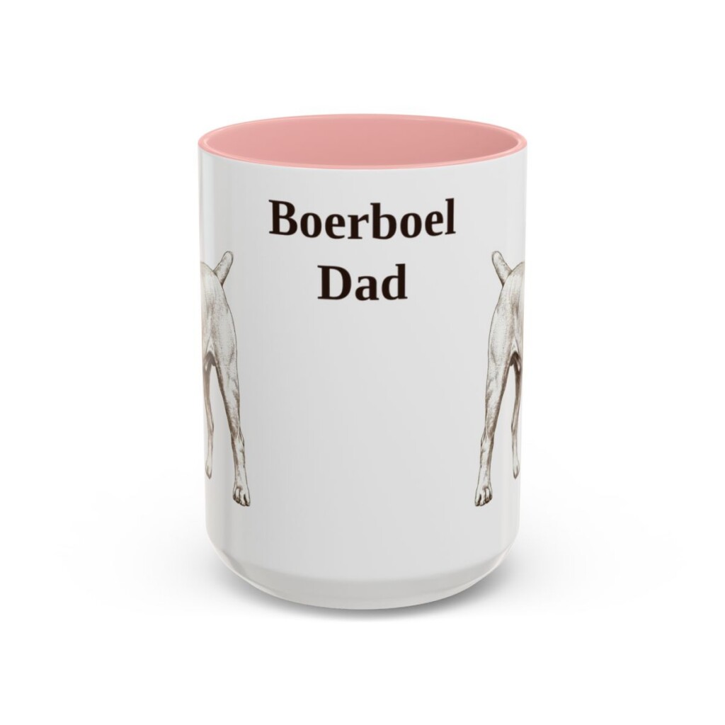 15oz Boerboel Dog Dad Mug, Pink, front view