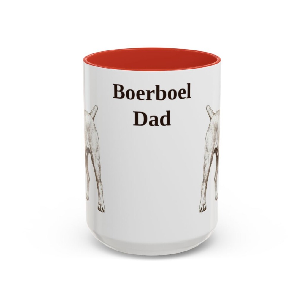 15oz Boerboel Dog Dad Mug, Red, front view