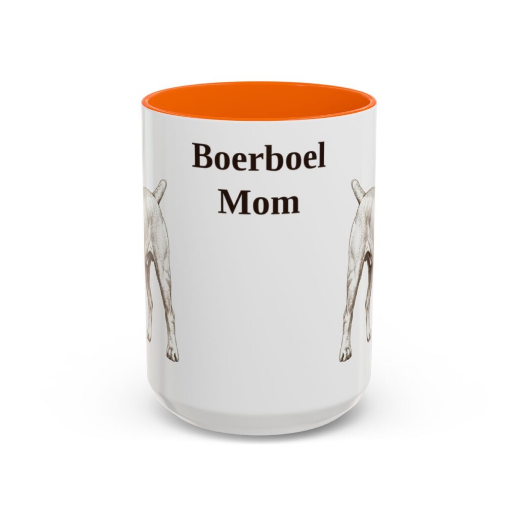 15oz-boerboel-mug-mom-orange 15oz Boerboel Dog Mom Mug, Orange, front view