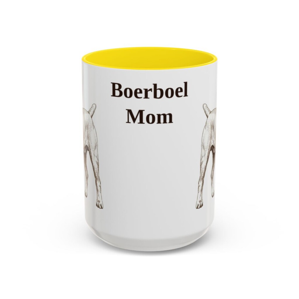 15oz-boerboel-mug-mom-yellow 15oz Boerboel Dog Mom Mug, Yellow, front view