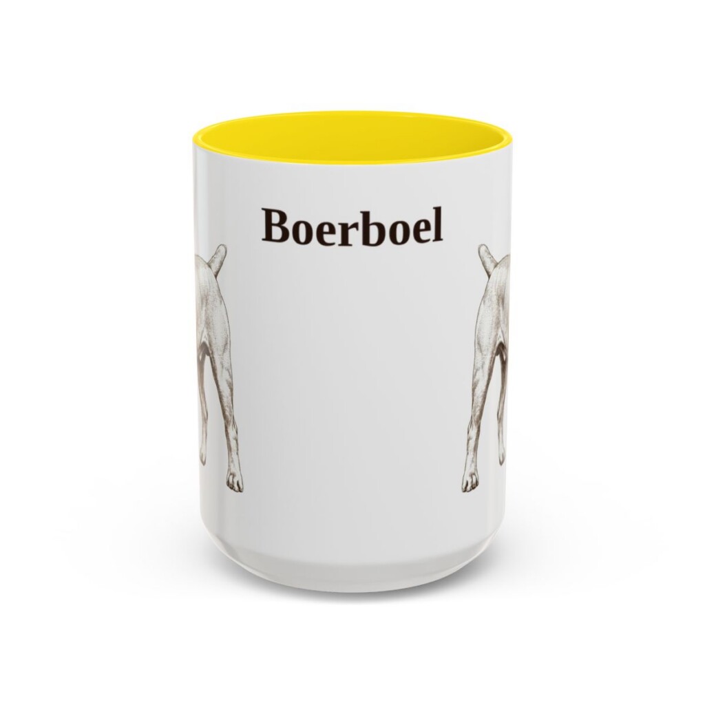 15oz Boerboel Mug, Yellow, front view
