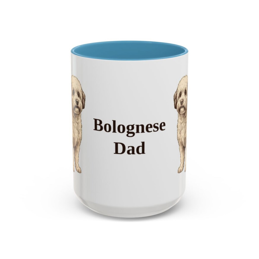 15oz Bolognese Dog Dad Mug, Light Blue, front view