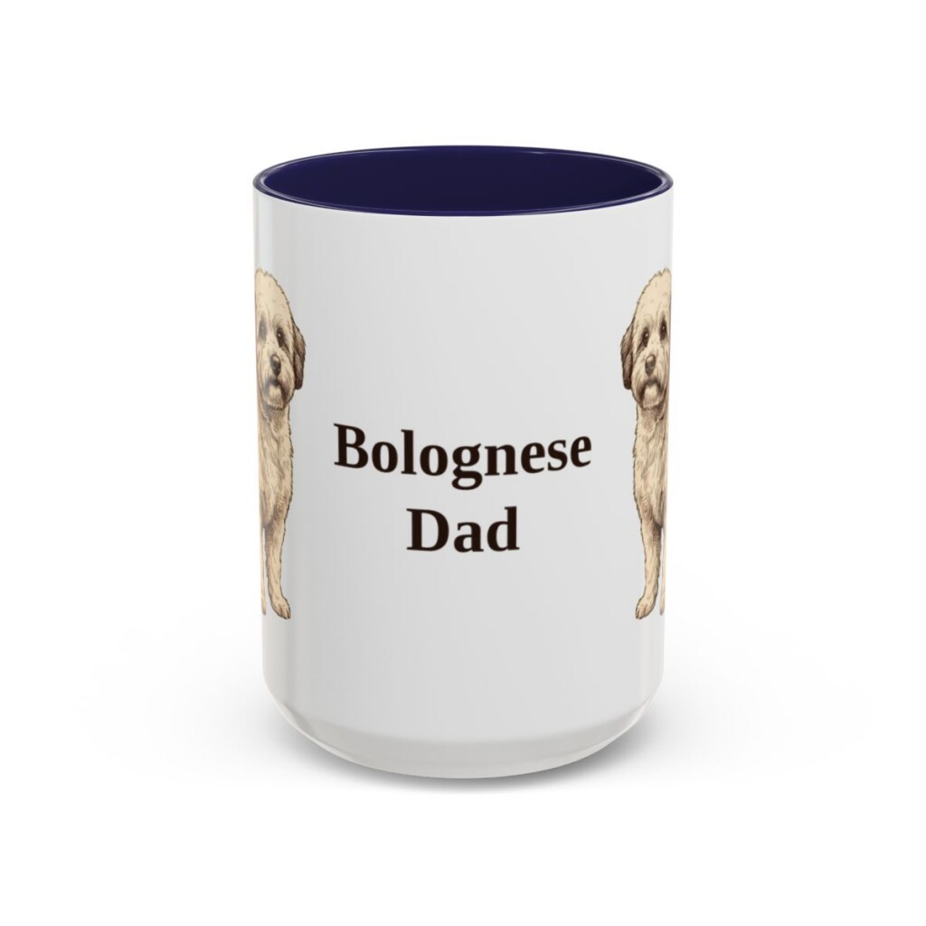 15oz Bolognese Dog Dad Mug, Navy, front view