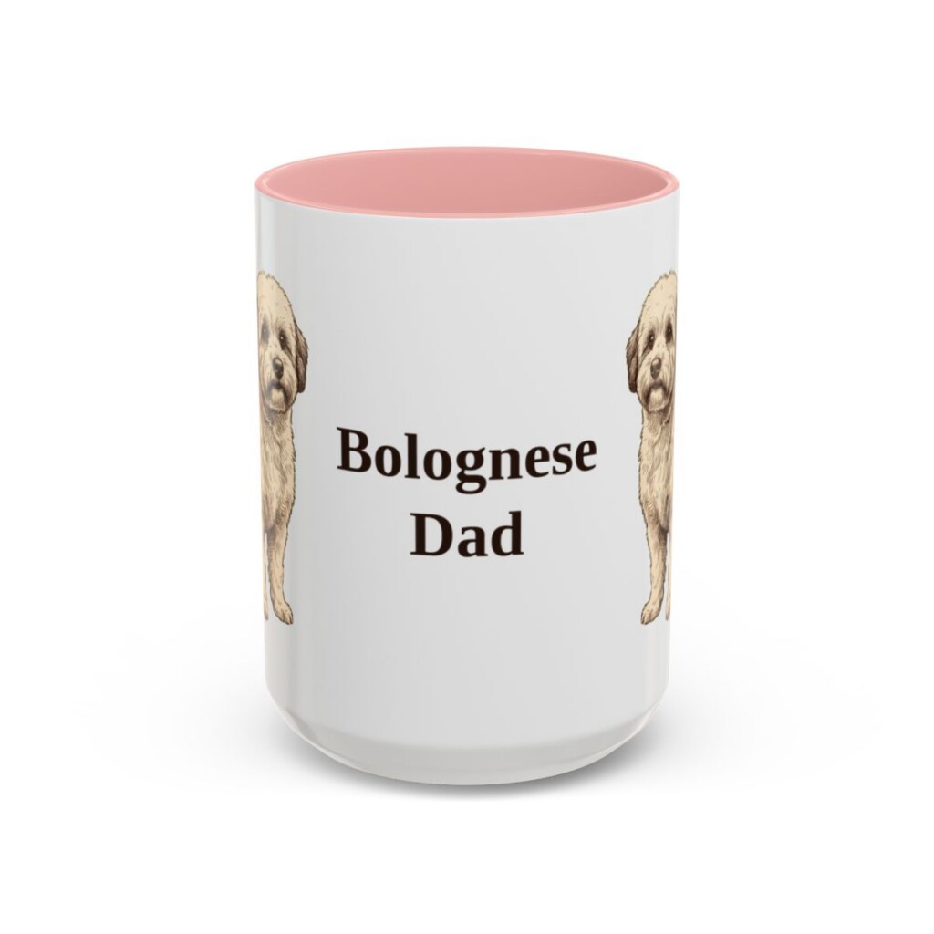 15oz Bolognese Dog Dad Mug, Pink, front view