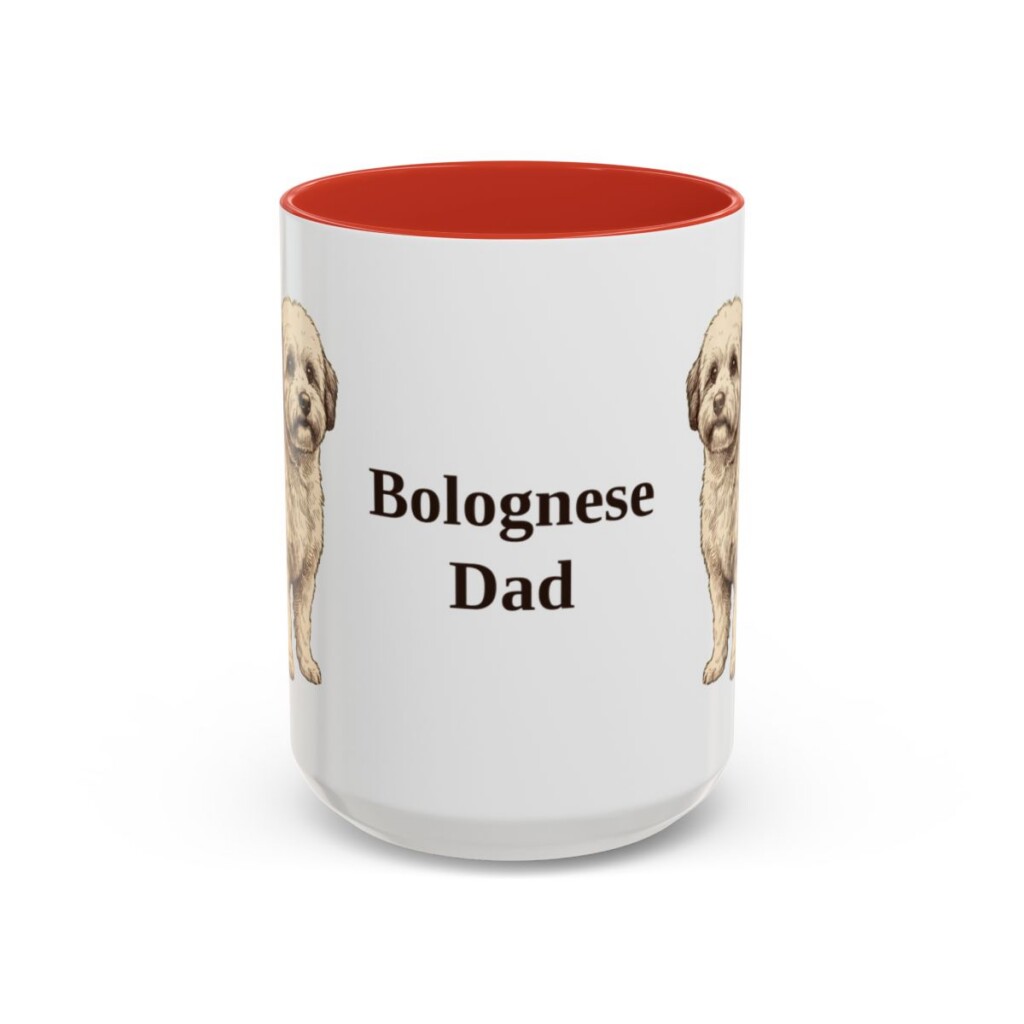 15oz Bolognese Dog Dad Mug, Red, front view