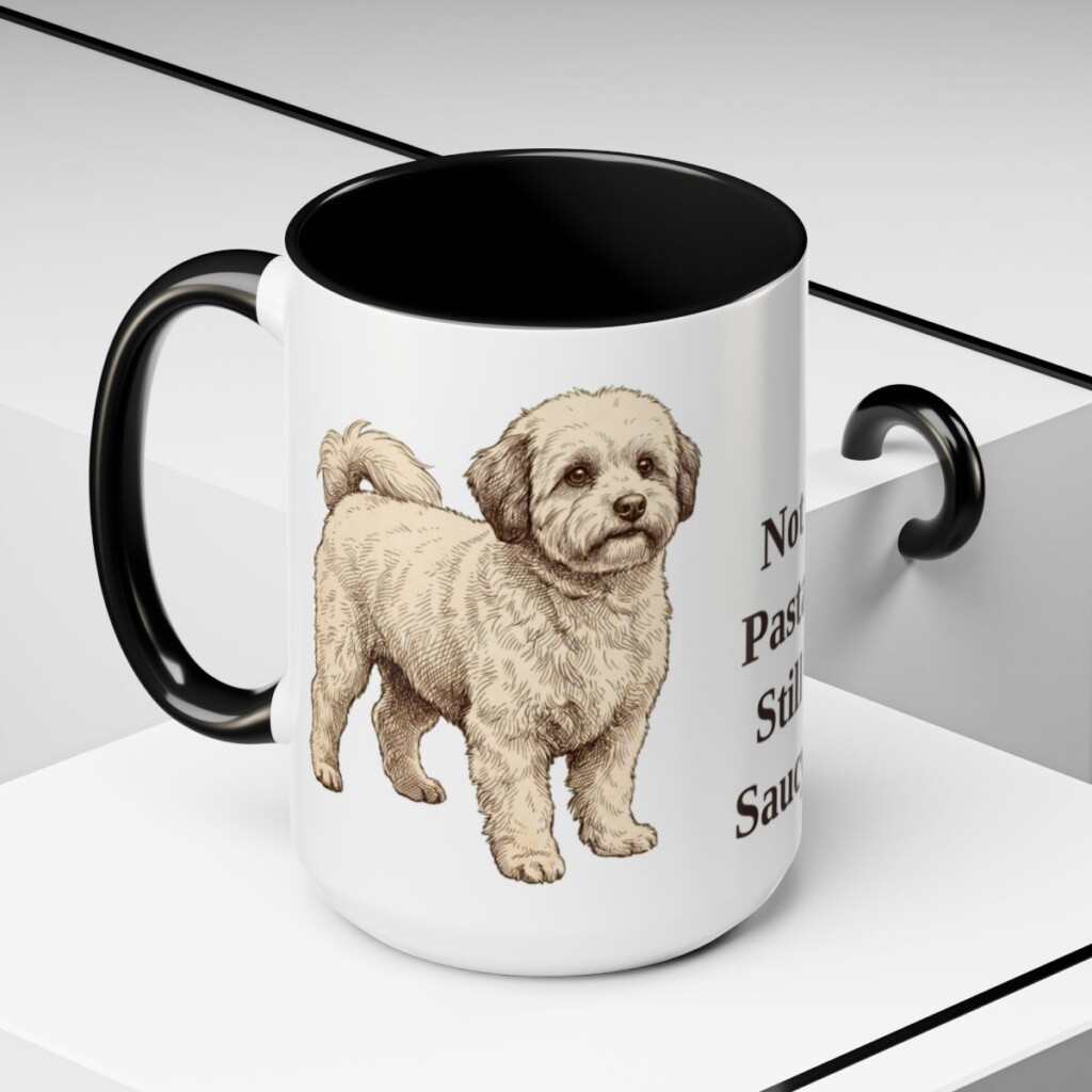 15oz Funny Bolognese Mug, Black, lifestyle photo