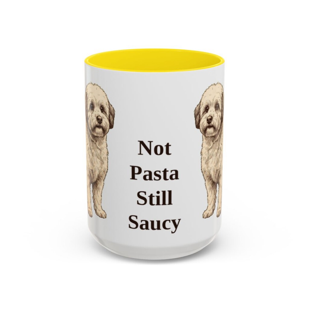 15oz Funny Bolognese Mug, Yellow, front view