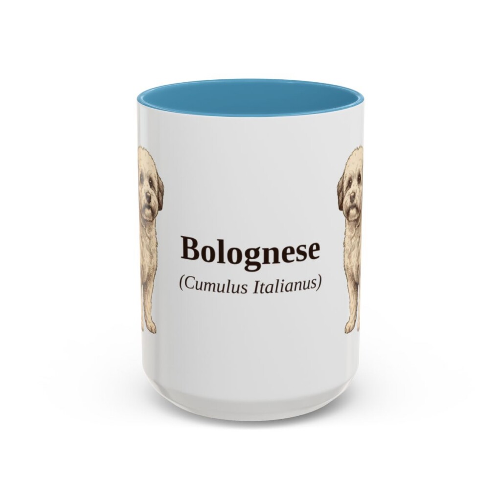 15oz Bolognese Latin Mug, Light Blue, front view