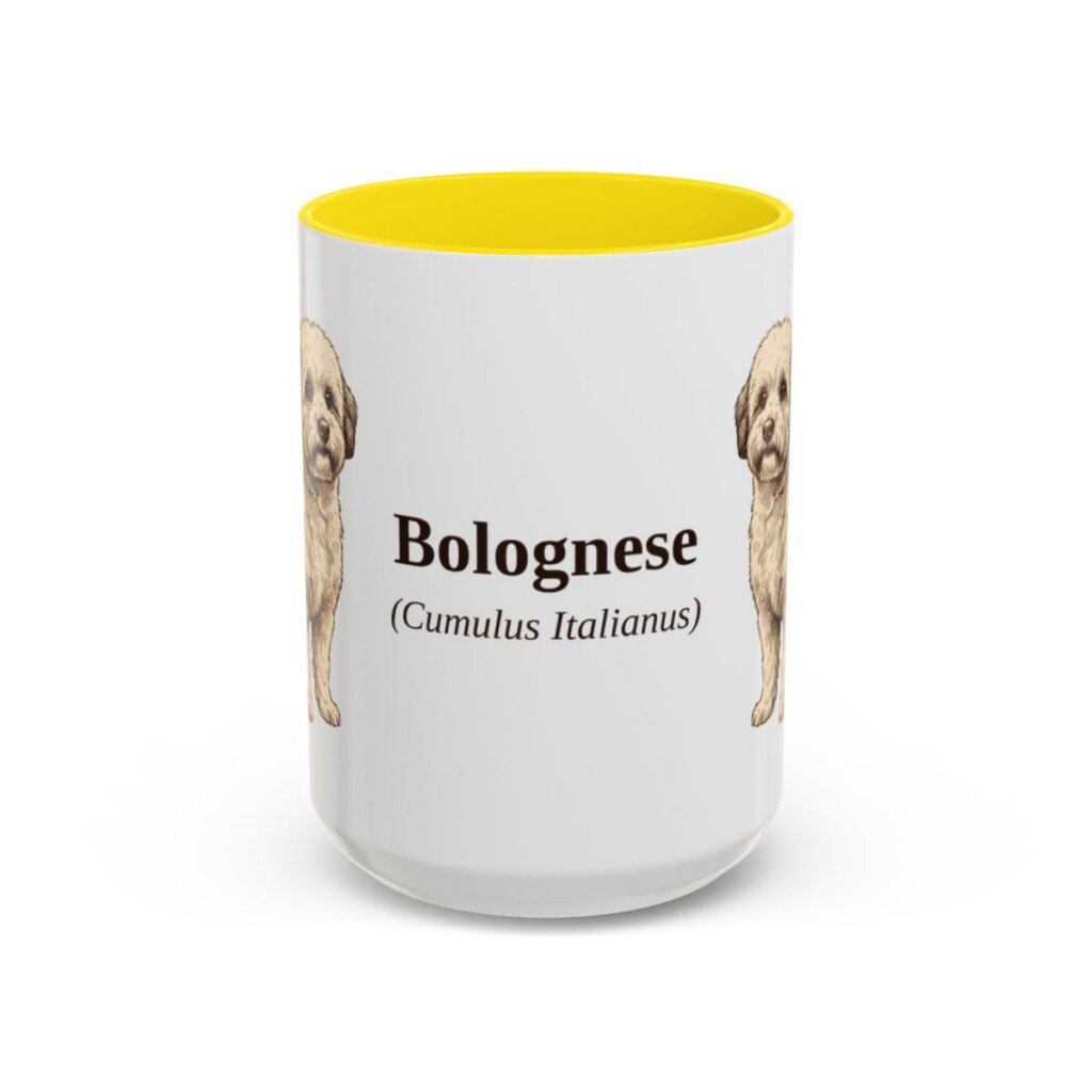 15oz Bolognese Latin Mug, Yellow, front view
