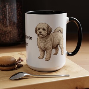 15oz Bolognese Dog Mom Mug, Black, lifestyle photo