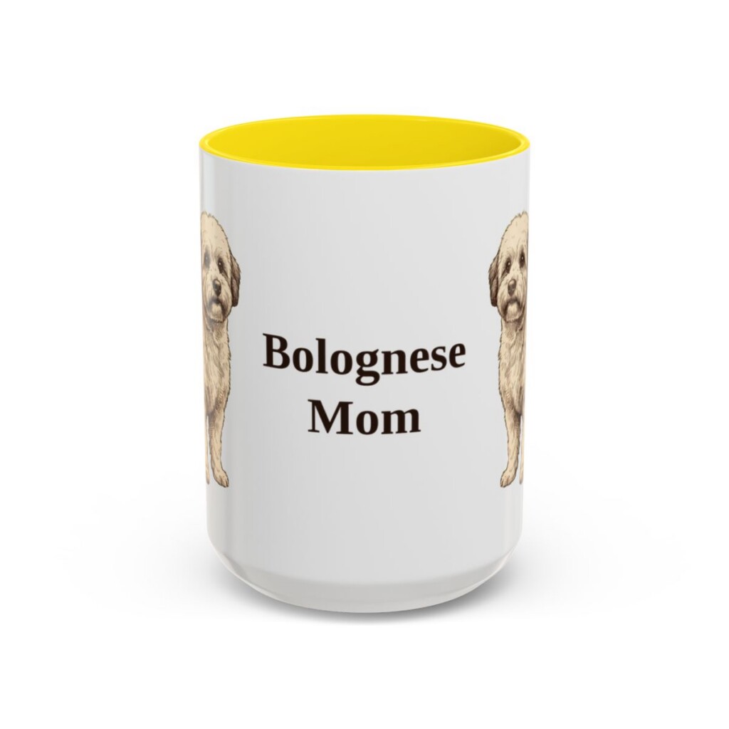 15oz-bolognese-mug-mom-yellow 15oz Bolognese Dog Mom Mug, Yellow, front view