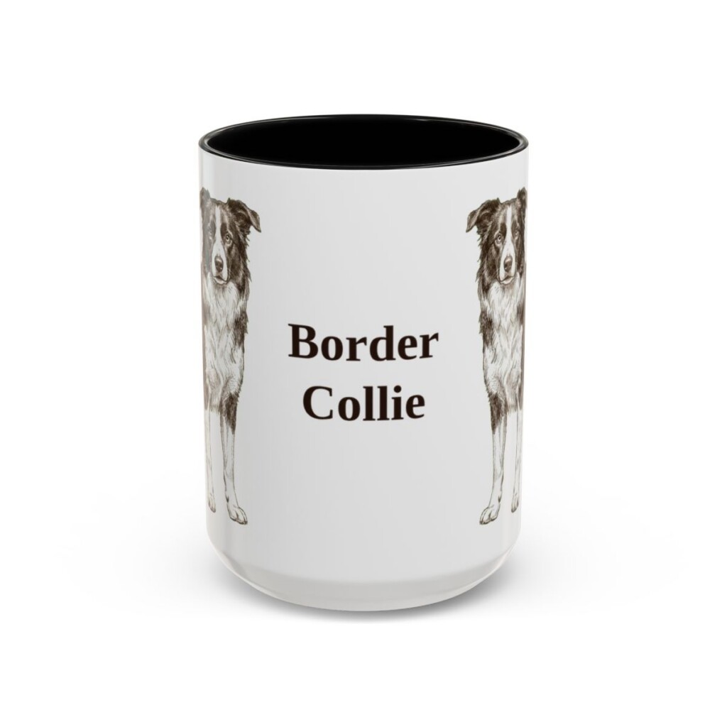 15oz Border Collie Mug, Black, front view